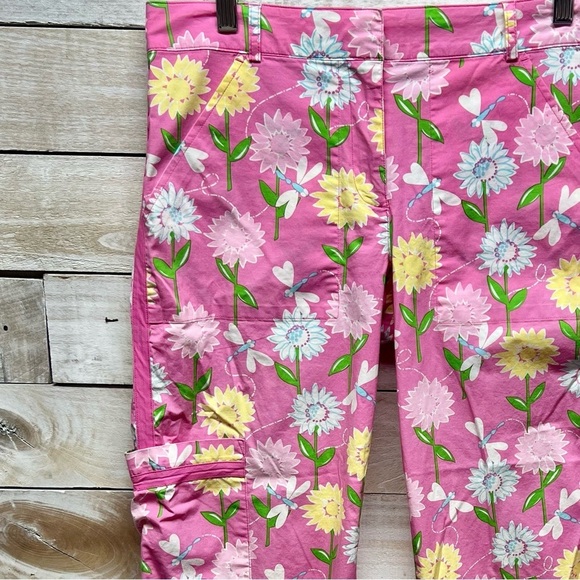 Lilly Pulitzer Pants Size 4 Pink Floral Crop‎ Chino Pockets - Picture 4 of 12